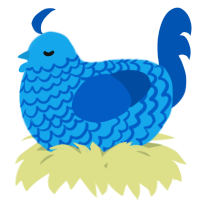 A sky and ultramarine chicken with a lace pattern