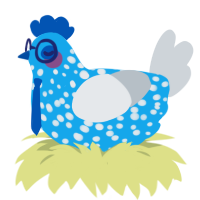 Dotty, a sky and mist chicken with a speckle pattern