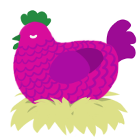 A fuchsia and plum chicken with a lace pattern