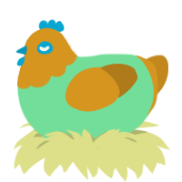 Cashew, a spring and ochre chicken with a head pattern