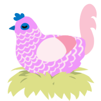 A lavender and rose chicken with a lace pattern
