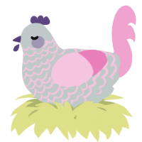 A silver and pink chicken with a lace pattern
