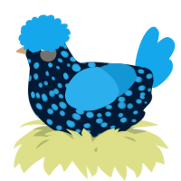 A tumblr and sky chicken with a speckle pattern