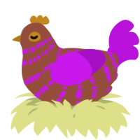 A russet and amethyst chicken with a bar pattern
