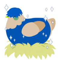 Booberry, a ultramarine and beige chicken with a head pattern