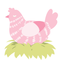 A rose chicken with a bar pattern