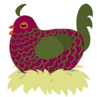 A maroon and olive chicken with a lace pattern