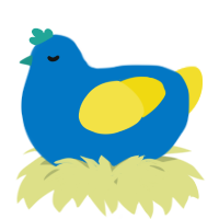 A sapphire and yellow chicken
