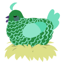 A viridian and mint chicken with a lace pattern