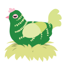 A viridian and lemon chicken with a half-bar pattern