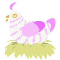 The Cleric, a white and lavender chicken with a bar pattern