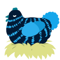 A tumblr and sky chicken with a bar pattern