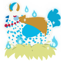 A white and cerulean chicken with a speckle pattern