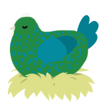 A viridian and sea chicken with a speckle pattern