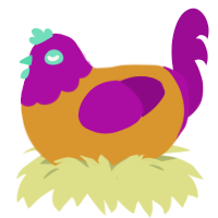 Zoink Blookenstein, a orange and plum chicken with a head pattern