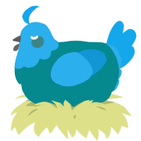 A teal and sky chicken with a head pattern