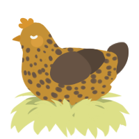 A gold and bark chicken with a speckle pattern