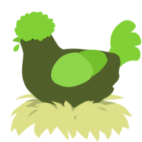 A olive and grass chicken