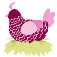 A maroon and pink chicken with a lace pattern