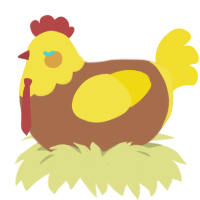 Spongebob, a brown and yellow chicken with a head pattern