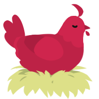 A crimson chicken with a head pattern
