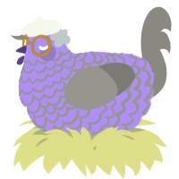 A lilac and ash chicken with a lace pattern
