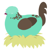 Choco Minty, a mint and bark chicken with a neck-speckle pattern