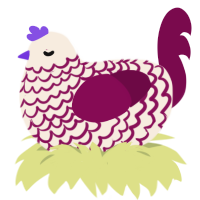A cream and wine chicken with a lace pattern