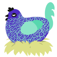 A indigo and mint chicken with a double-lace pattern