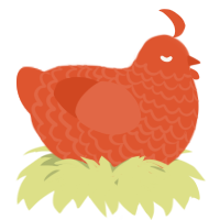 A vermilion chicken with a lace pattern