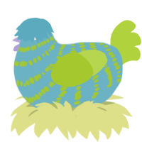 Slushy, a russet and indigo chicken with a bar pattern