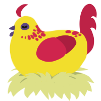 ketchard, a yellow and crimson chicken with a neck-speckle pattern