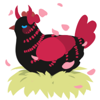 A sable and crimson chicken with a half-bar pattern
