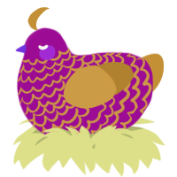 A plum and gold chicken with a lace pattern