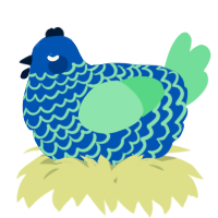 A ultramarine and spring chicken with a lace pattern