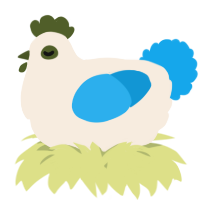 A cream and sky chicken