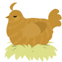 A gold chicken with a bar pattern