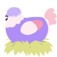 A lilac and rose chicken with a head pattern