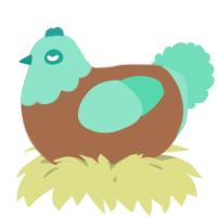A brown and mint chicken with a head pattern