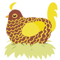 A russet and yellow chicken with a lace pattern