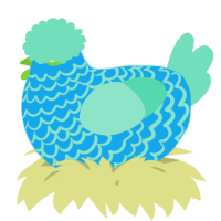 A sky and mint chicken with a lace pattern
