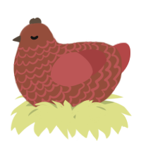 A russet and red chicken with a lace pattern