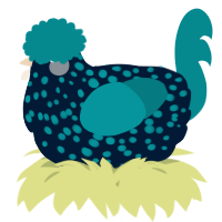 A tumblr and teal chicken with a speckle pattern