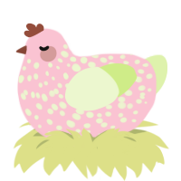 A rose and apple chicken with a speckle pattern