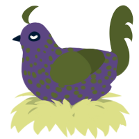 A overcast and olive chicken with a speckle pattern