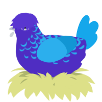 A indigo and sky chicken with a half-lace pattern