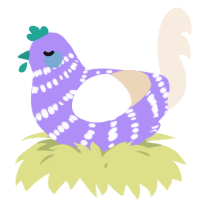 A lilac and cream chicken with a bar pattern