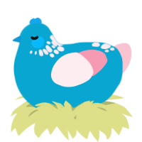 A cerulean and rose chicken with a neck-speckle pattern