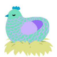 A mint and lilac chicken with a lace pattern