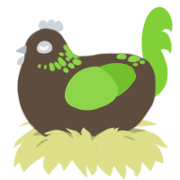 radioactive turd, a bark and grass chicken with a neck-speckle pattern